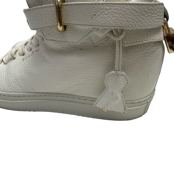 Buscemi Italian Leather Wedge Designer White 100MM Sneakers Gold Hardware IT 41 - Picture 7 of 8